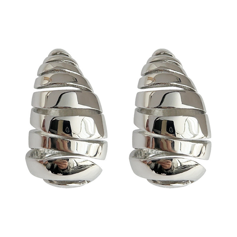 C廠【3544】高級感小眾設計師海螺耳飾新款潮個性時尚誇張耳環女氣質耳環 24.01-1