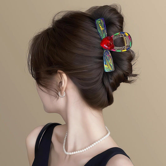 C廠【X150】七彩絢麗 ~暈染彩色果凍愛心抓夾復古氣質蝴蝶結髮夾後腦勺鯊魚夾
26.04-4