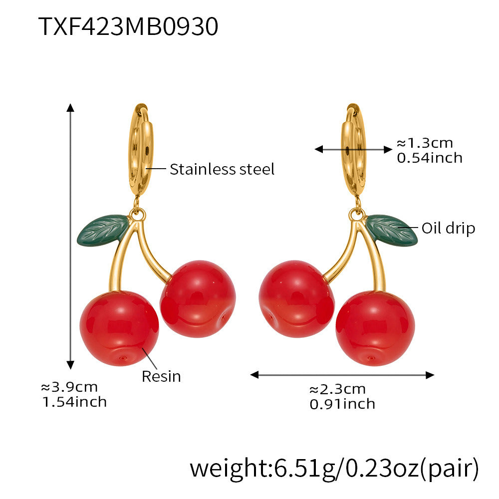 B廠【TXP423】 櫻桃項鍊潮趣水果耳環 ins網紅清新可愛少女時尚珠寶首飾
25.10-2