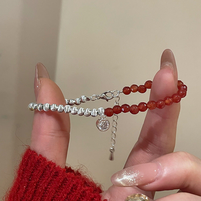 A廠【HB3442】新中式鋯石圓球瑪瑙可調式手鍊時尚百搭手環氣質手環輕奢高級感 25.01-4