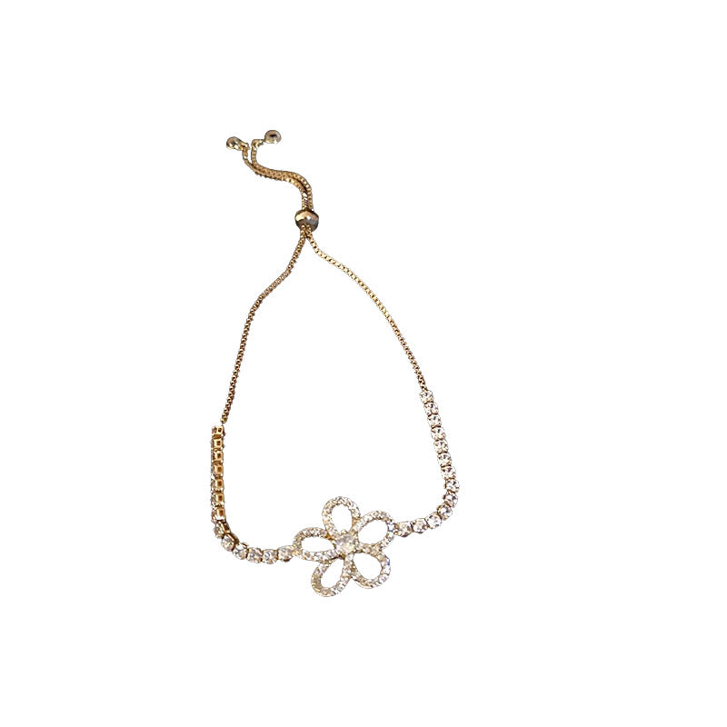 A廠【HB3480】真金電鍍鋯石花朵鏤空手鍊新款簡約時尚氣質手環復古輕奢簡約手飾 25.02-2