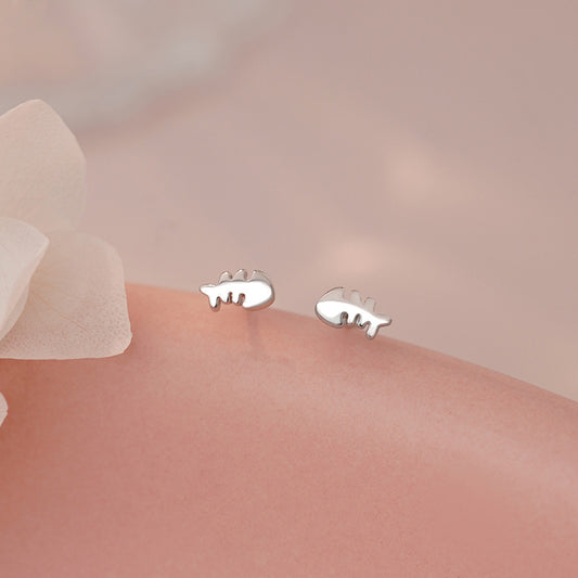 E廠【YC7698E】S999足銀魚骨耳環設計感可愛童趣新款日常個性耳飾 25.06-3