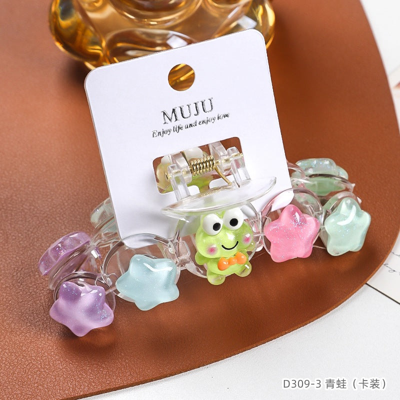 D廠【D309】【卡裝】可愛卡通星星抓夾韓系少女彩色甜美髮夾後腦勺鯊魚夾髮飾 25.05-3「D廠-單筆結帳需滿,NT$600出貨(不含運費)」