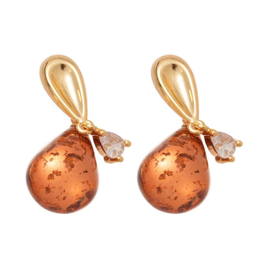 A廠【HE28840】18K真金電鍍925銀針樹脂水滴吊墜耳環復古港風耳環小眾設計感耳飾女
25.10-1