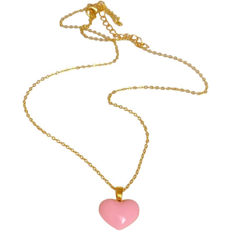 A廠【HN8954】滴油愛心吊墜項鍊韓系ins小眾清新甜美鎖骨鏈簡約高級感百搭項鍊 25.05-5