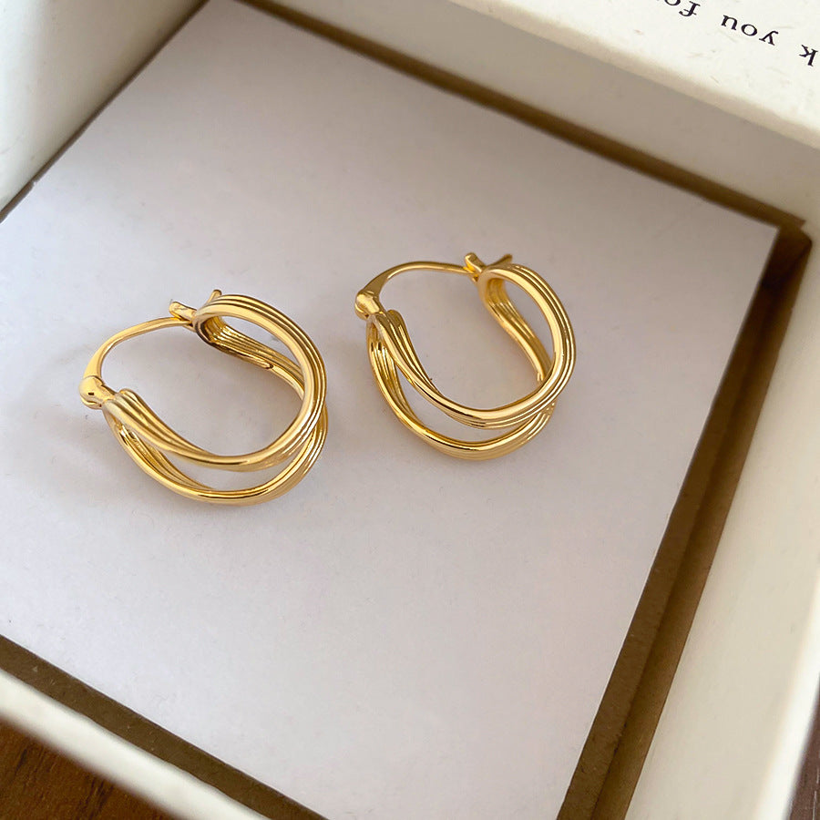 A廠【WE4921】18k真金電鍍歐美幾何橢圓形鏤空扣時尚百搭耳環小眾設計感耳飾
 25.10-4