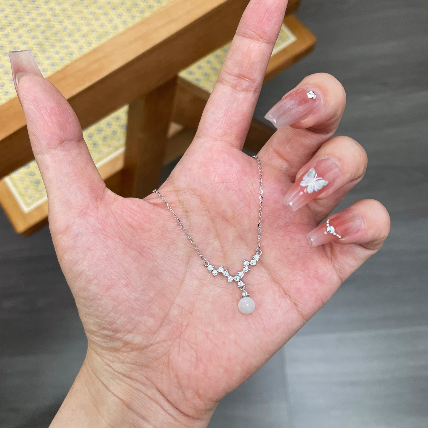 F廠【DQ1336N】S925純銀優雅氣質仿貓眼石項鍊女精緻高級感超閃鋯石鎖骨鏈潮 25.06-4