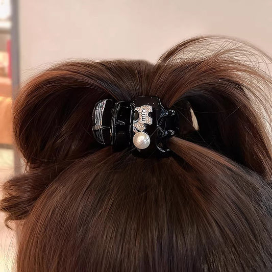 C廠【Y1094】韓版百搭鑲鑽小狗抓夾女高級感黑色高馬尾夾氣質珍珠半紮髮夾頭飾
26.02-1
