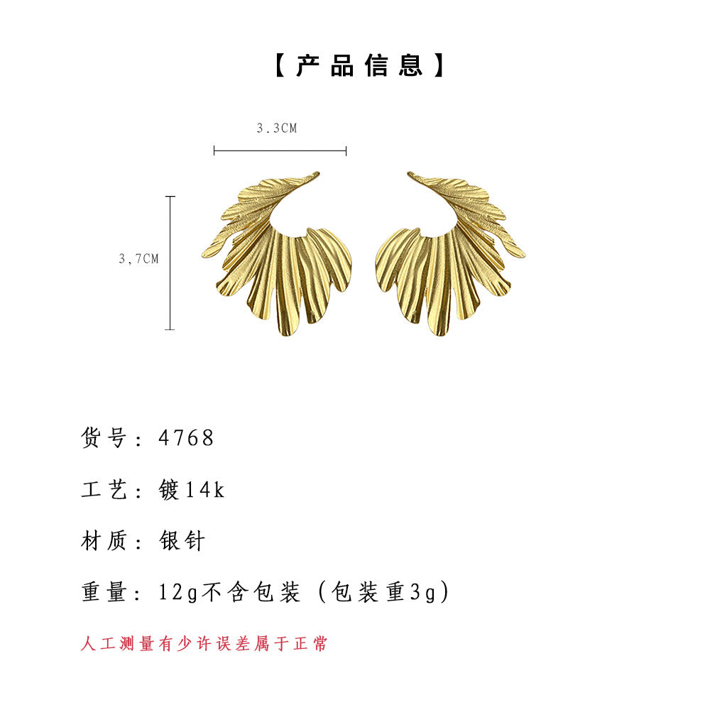 C廠【4768】文藝復古誇張設計師款大耳環高級感霧面電鍍新款耳飾飾品 24.08-5