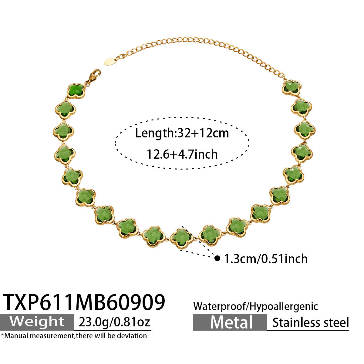 B廠【TXP611】謎麗港風顯貴四葉花不鏽鋼鍍金紅玻璃簡約小眾項鍊手鍊耳飾飾品女
26.09-3