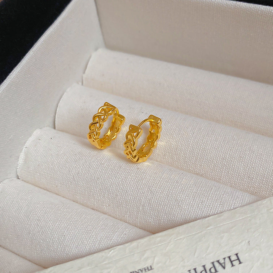 A廠 【HE26567】18k真金電鍍鏤空圓形交叉耳扣歐美復古氣質耳環輕奢高級感耳飾女 25.05-4