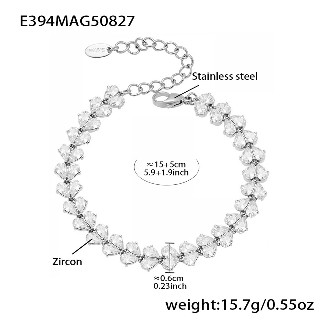 B廠【E391】歐美網紅款式愛心鋯石手工組裝手鍊不鏽鋼鍍18k真金不掉色
25.09-1