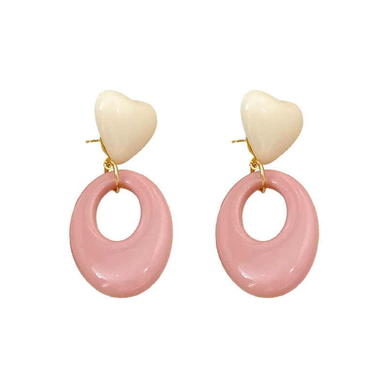 A廠【HE18850】銀針壓克力橢圓耳環韓國小清新百搭耳墜ins春季新款通勤耳環 24.02-3