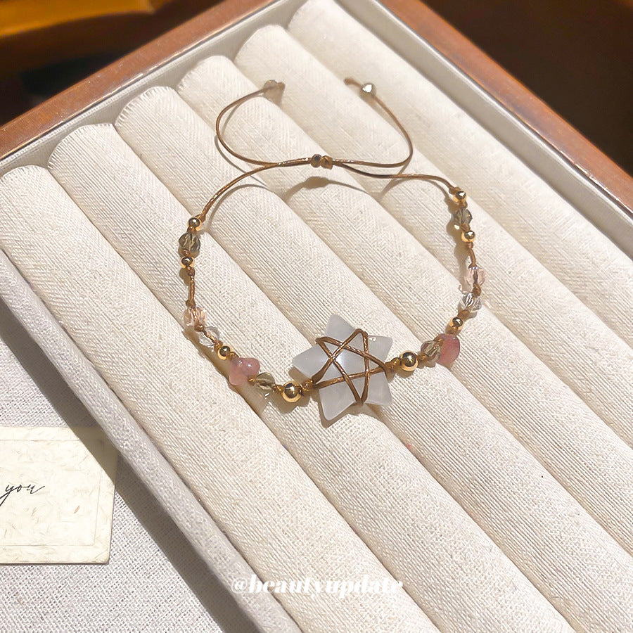 A廠【HB4864】波西米亞水晶石頭串珠幾何星星手鍊復古百搭手繩小眾設計感手飾女
 25.10-5