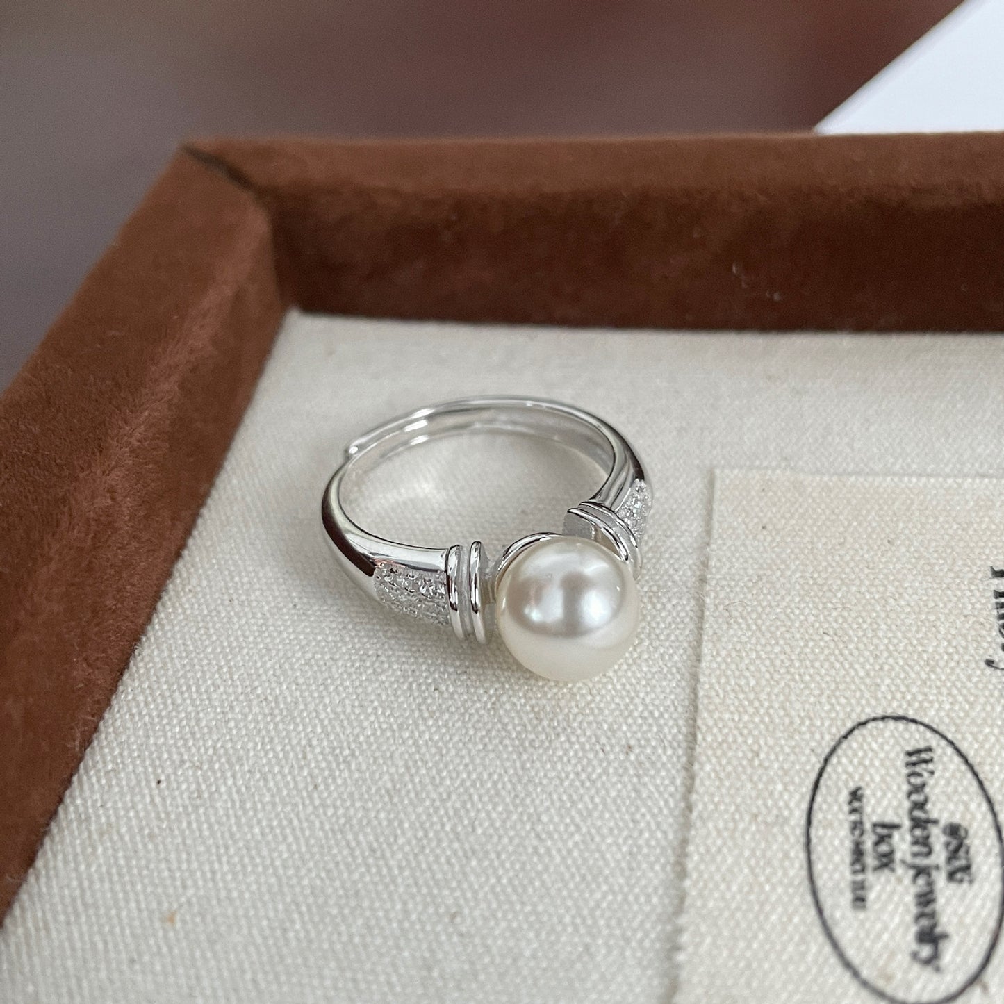 F廠【DQ8359R】中古風施家仿珍珠戒指女S925純銀法式復古高級感小眾開口戒指 25.04-3