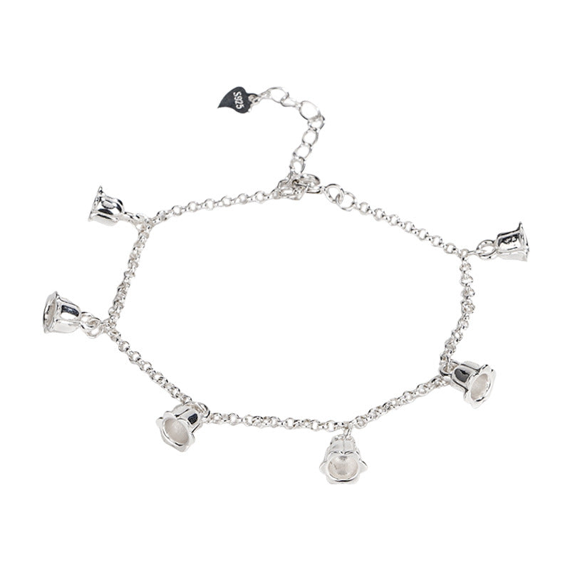 F廠【DQ0842S】S925純銀輕奢小眾鈴蘭花手鍊女精緻高級感花朵流蘇手飾潮 25.05-3