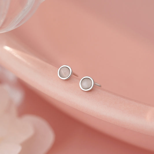 E廠【YC2112E】925純銀簡約貓眼石耳環女個性甜酷風文藝小清新氣質耳飾 25.06-3