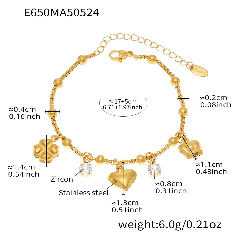 B廠 【E638】INS風不鏽鋼18k真金5A鋯石幾何多配件DIY手鍊腳鍊夏日飾品 25.06-1