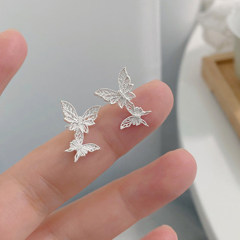 E廠【YC10356E】S999足銀雙蝴蝶耳環氣質百搭高級感獨特設計精緻小眾耳飾 24.07-3