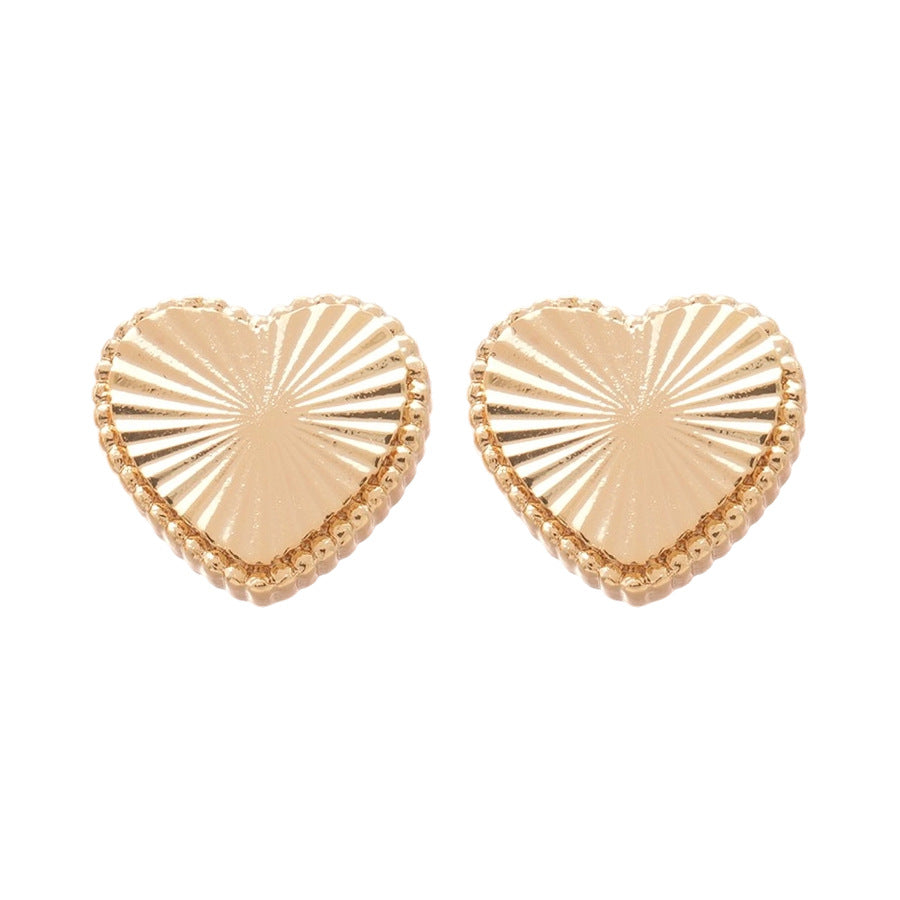 A廠 【HE26512】925銀針褶皺橫紋愛心耳環歐美簡約復古耳環輕奢高級感耳飾設計感小眾 25.05-4