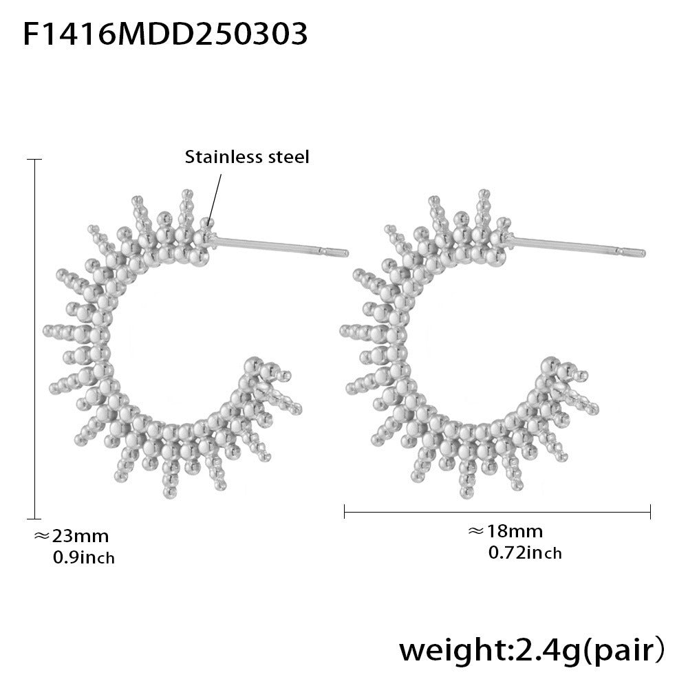 B廠【F1416】C型太陽光芒放射耳環新款時尚耳環不鏽鋼PVD鍍18K真金飾品 25.03-1