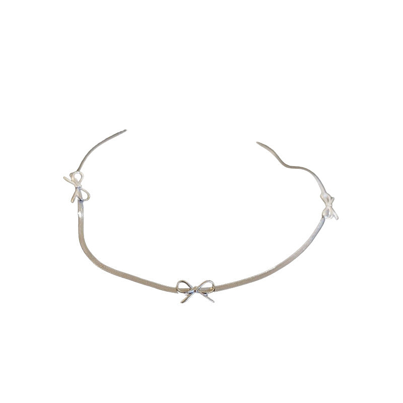 A廠【HB2220-HN5854】新款冷淡風蝴蝶結刀片鏈項鍊簡約高級感氣質頸鍊時尚小眾個性項鍊 24.04-4