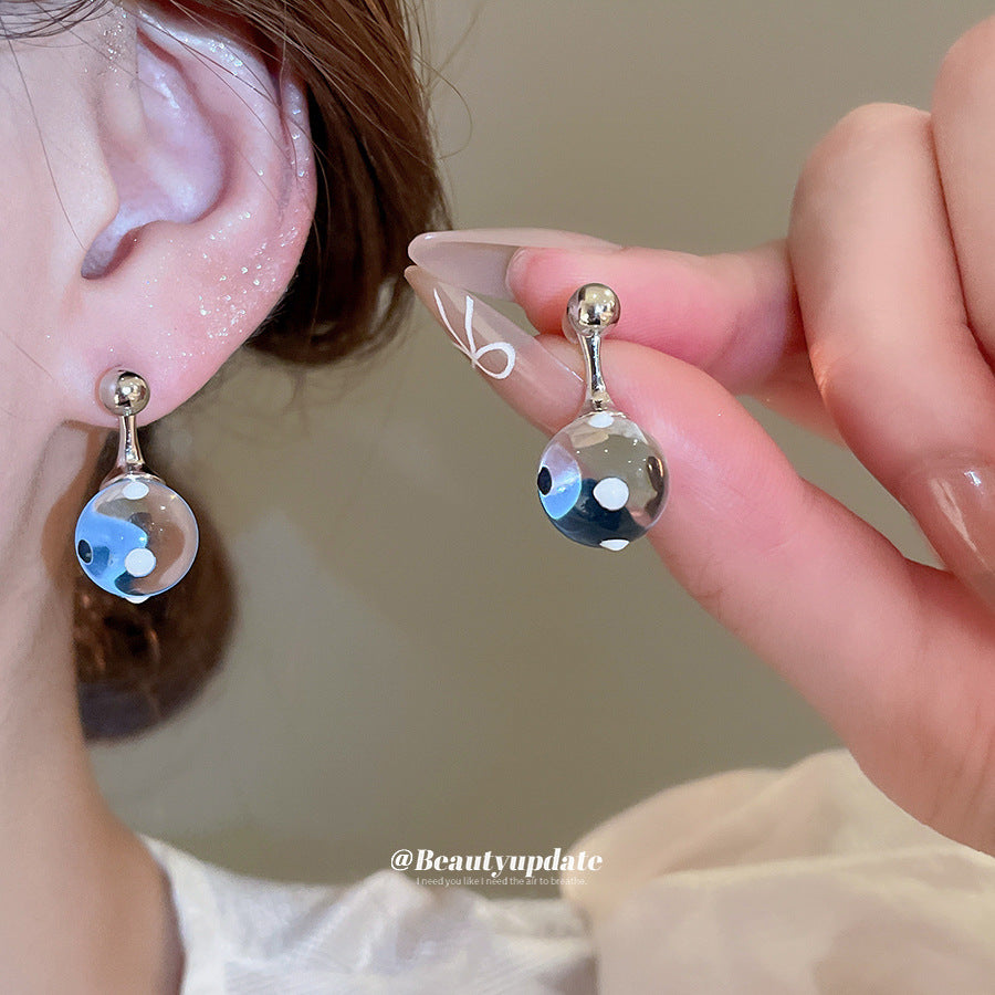 A廠【WE4121】925銀針水晶幾何圓形吊墜耳環時尚簡約百搭氣質耳環輕奢高級感耳飾女
 25.10-3