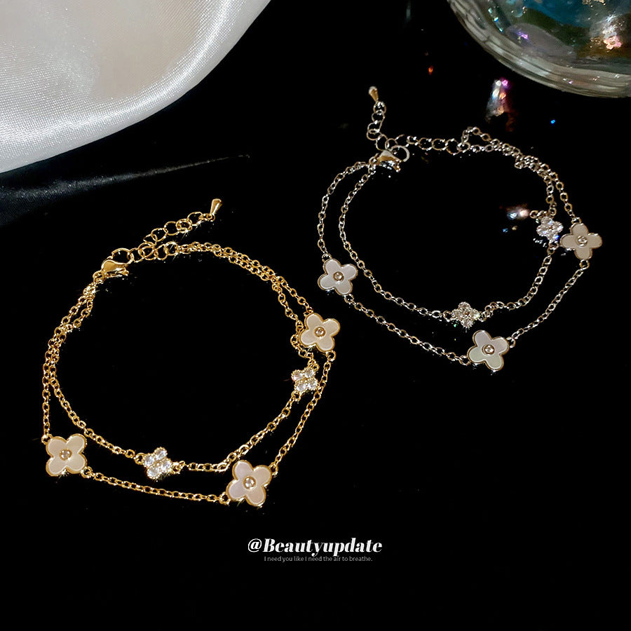 A廠【WB1740】18K真金電鍍花朵可調式手鍊簡約時尚日常百搭手環輕奢高級感手飾
 25.10-5