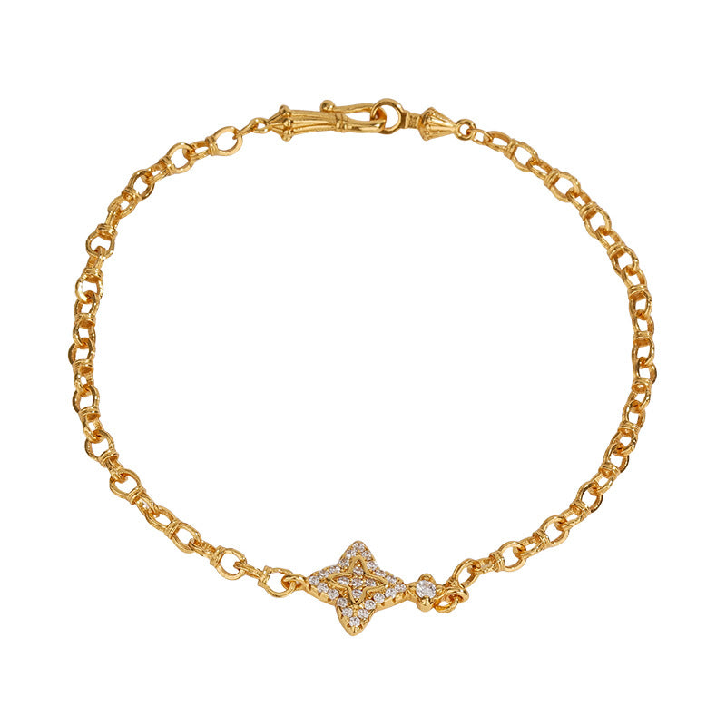 F廠【DQ0490S】輕奢中古風星星手鍊女S925純銀精緻氣質幸運星ins風手飾 25.05-3