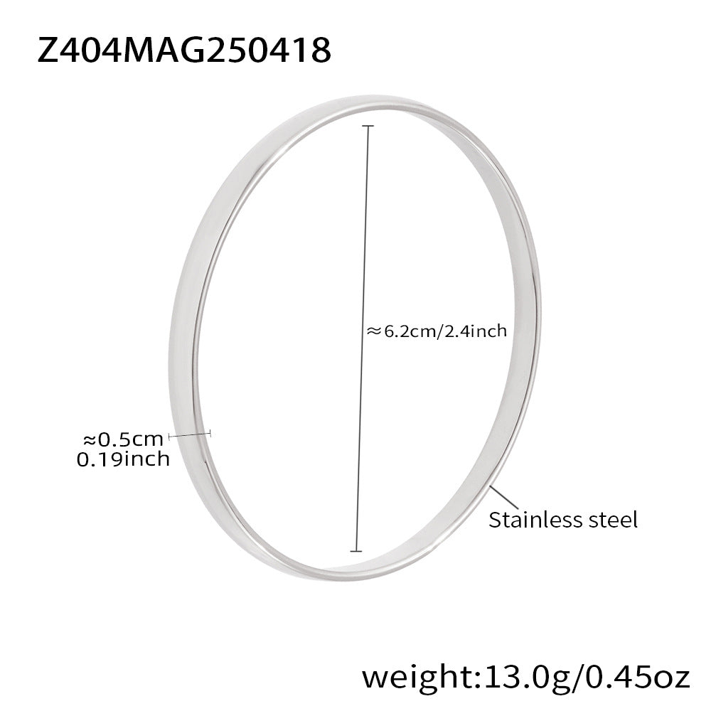 B廠【Z404】不鏽鋼5mm寬幾何素圈手環歐美風小眾設計高質感夏日潮款女 25.04-4