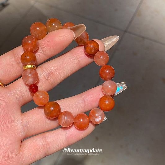 A廠【HB3454】全新中式南紅石鋯石串珠手鍊輕奢高級感氣質水晶手串百搭設計感手飾 25.01-4