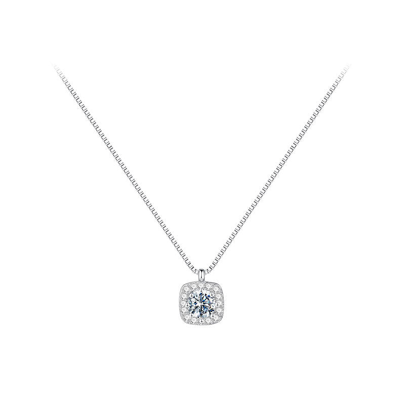 E廠【YC0162N】S925純銀方鑽項鍊2024年全新爆款鎖骨鏈輕奢女春小眾設計感 25.03-4