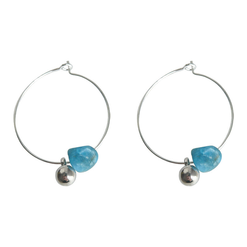 C廠【5777】個性極簡天然石磷灰石手工原創設計師款圓圈耳環 25.03-4