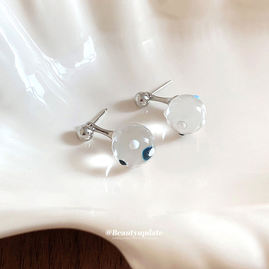 A廠【WE4121】925銀針水晶幾何圓形吊墜耳環時尚簡約百搭氣質耳環輕奢高級感耳飾女
 25.10-3