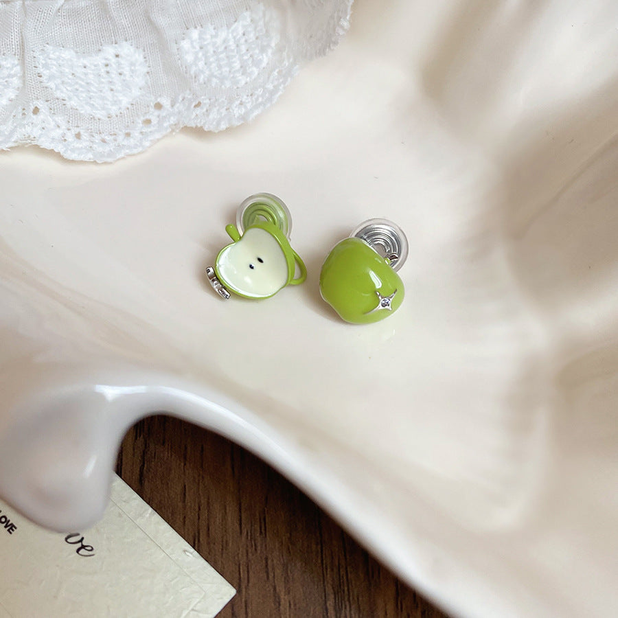 A廠 【HE26551】925銀針鋯石滴油蘋果耳環2025新款爆款耳環清新小甜美耳飾設計感小眾 25.05-4