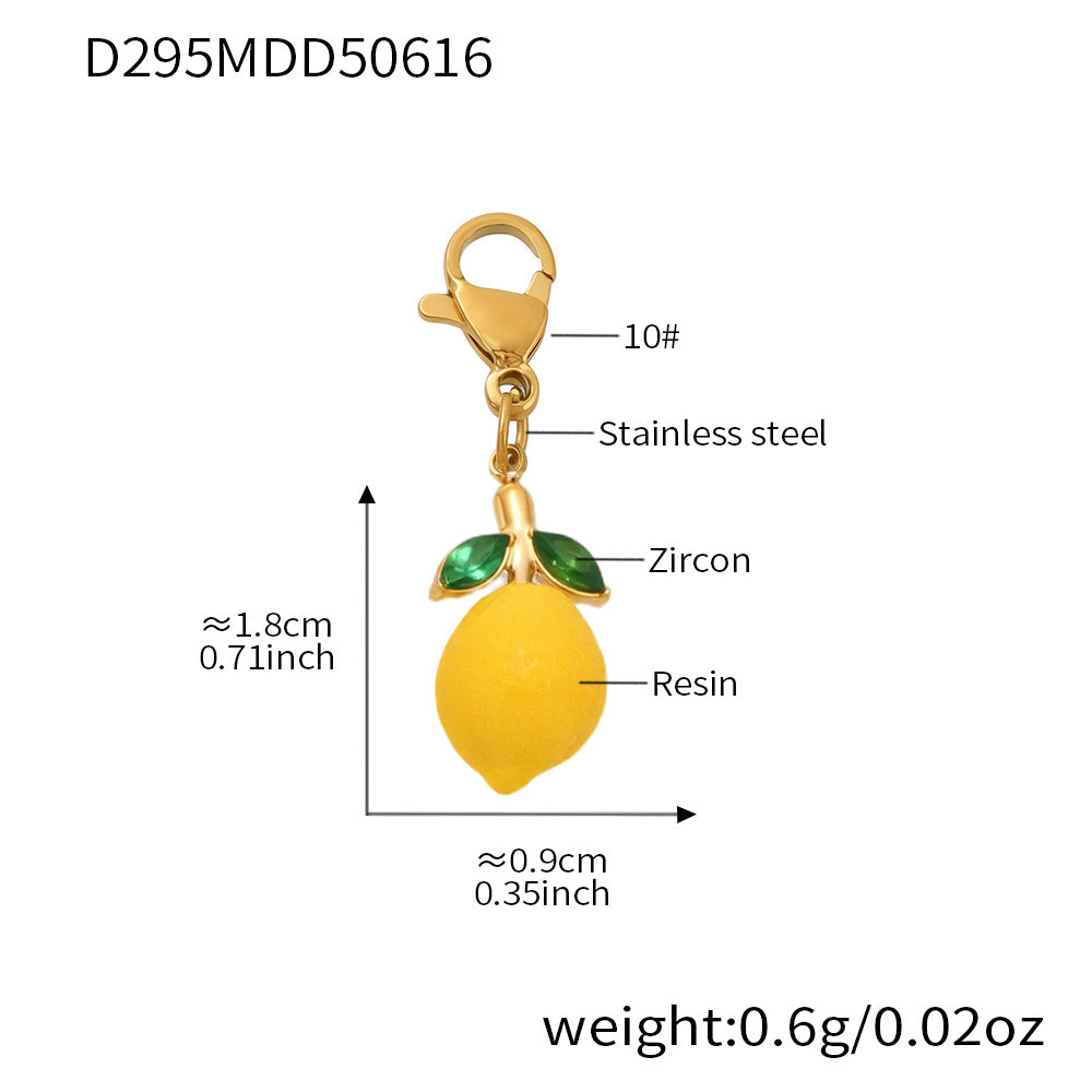 B廠【TXP288】歐美飾品不鏽鋼貝珠串珠項鍊小檸檬檸檬吊墜DIY多配件 25.06-3