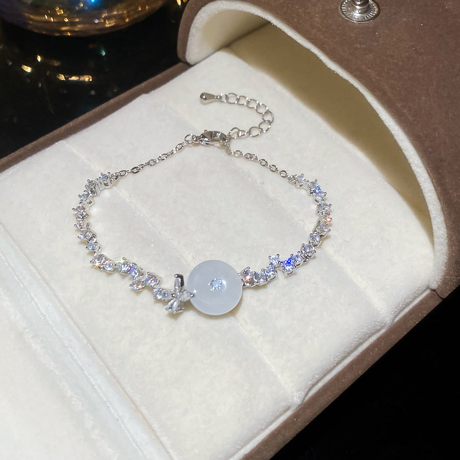 A廠【WB1727】新中式鋯石玉髓幾何圓形吊墜手鍊時尚優雅氣質手環輕奢高級感手飾
 25.10-4