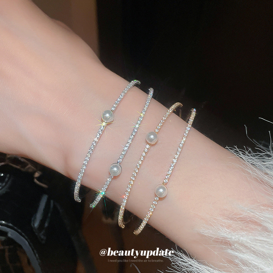 A廠【HB4776】超閃鋯石珍珠雙層開口手鐲歐美潮流百搭氣質手環輕奢高級感耳飾女
 25.10-4