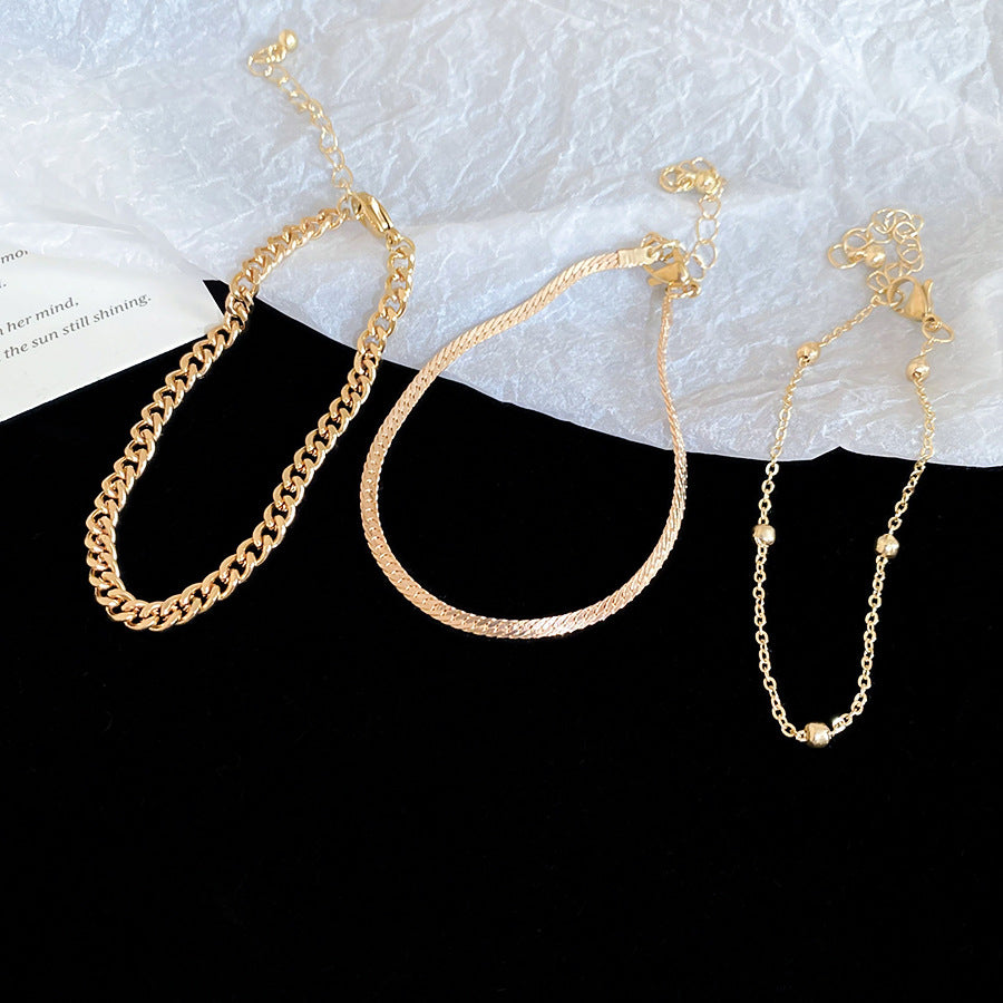 A廠【HB4601】歐美跨國金屬感蛇鍊手鍊三件組時尚百搭氣質手環小眾設計感手飾女
 25.10-1