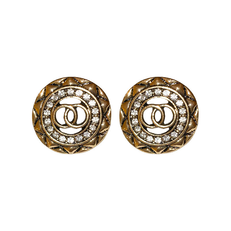 A廠【HE22528】925銀針中古風鑲鑽太陽耳環民族風氣質時尚耳環仿古個性高級感耳環女 24.09-4