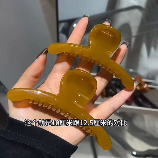 C廠【X29】素板簡約茶色抓夾品質醋酸髮夾女韓版精緻後腦勺盤髮大號鯊魚夾子
26.03-3