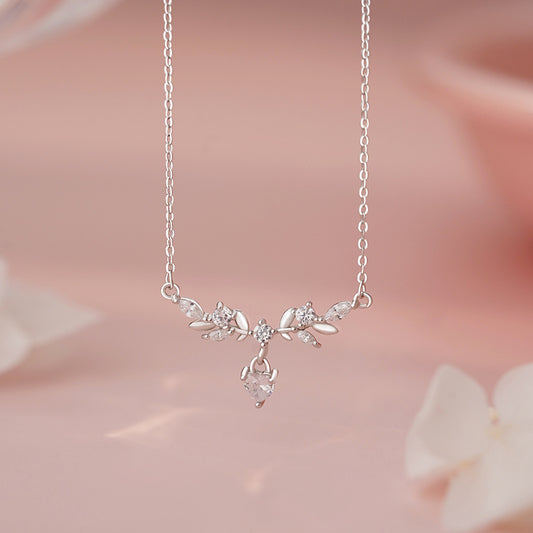E廠【YC1623N】S999足銀樹葉愛心項鍊簡約清新文藝溫柔甜美韓風鎖骨鏈 25.06-3