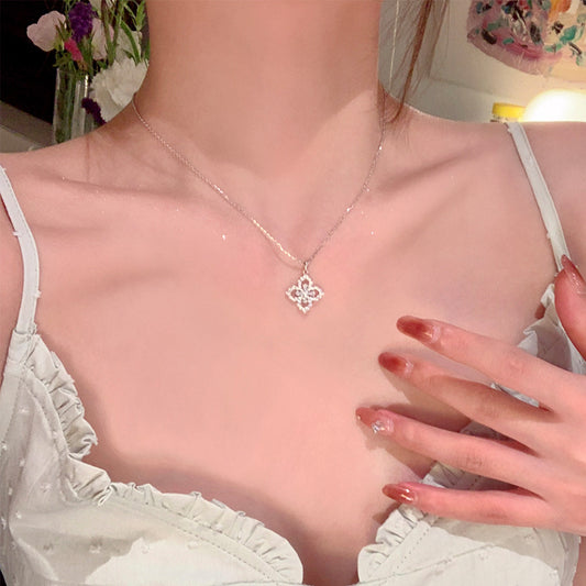 F廠【DQ1254N】S925純銀閃耀四葉草項鍊女輕奢高級感鋯石花朵氣質鎖骨鏈配件
 25.10-1