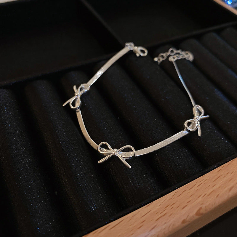 A廠【HB2220-HN5854】新款冷淡風蝴蝶結刀片鏈項鍊簡約高級感氣質頸鍊時尚小眾個性項鍊 24.04-4