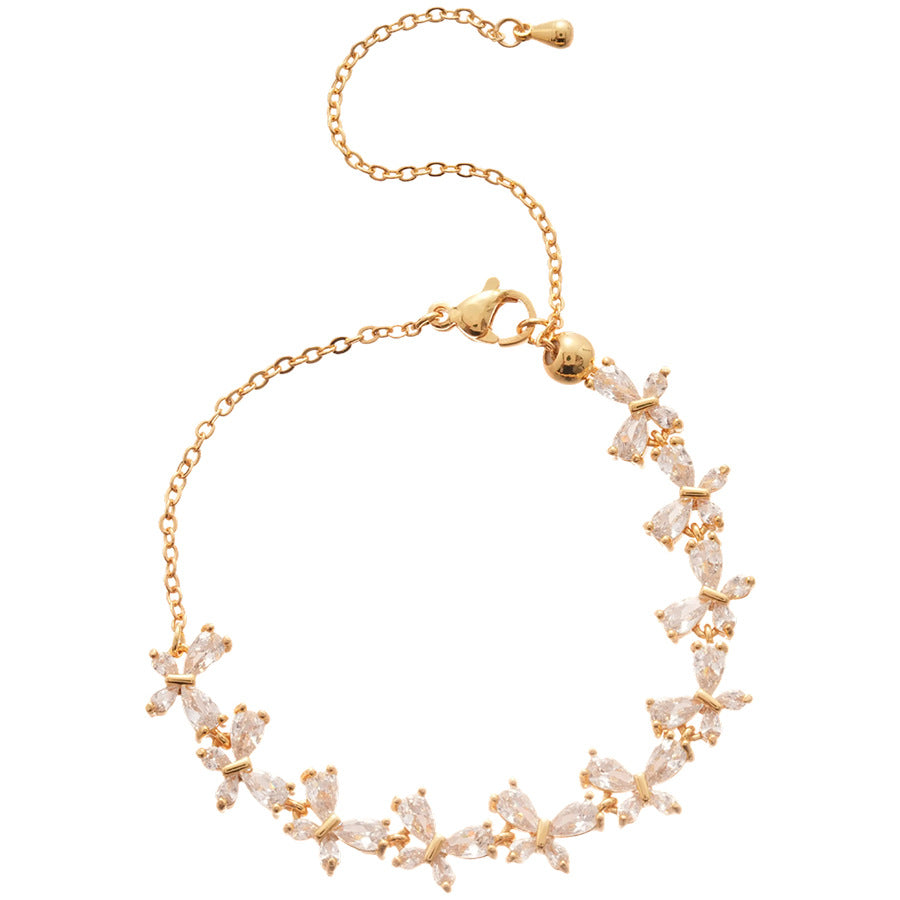 A廠【HB3632】18k真金電鍍鋯石蝴蝶手鍊輕奢高級感手環精緻時尚通勤百搭手飾女 25.04-1