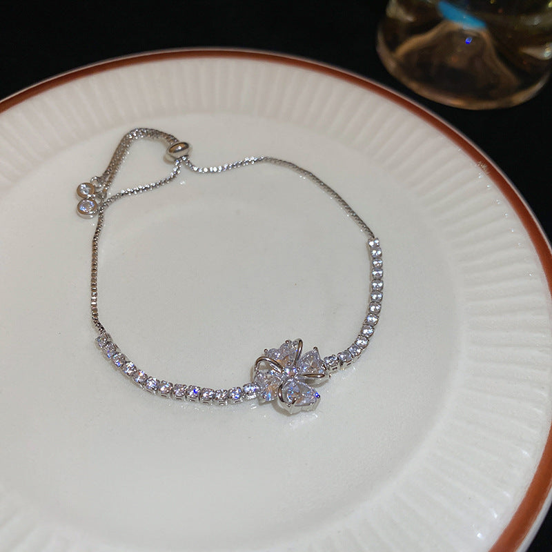 A廠【HB3490】鋯石簡約滿鑽花朵手鍊精緻輕奢氣質手環女新款復古高級感手飾 25.02-2
