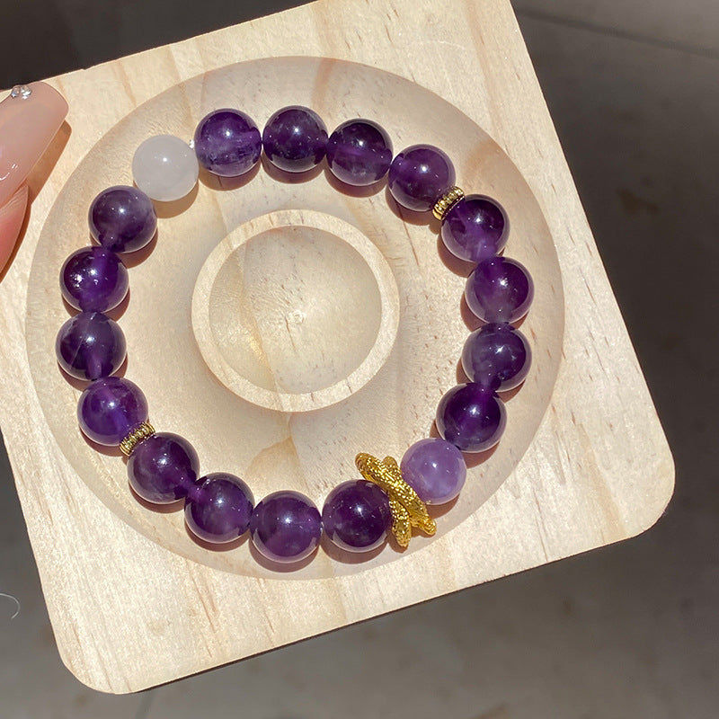 A廠【HB3456】新中式紫水晶蛇形纏繞串珠手鍊輕奢高級感水晶手串氣質百搭手飾女 25.01-4