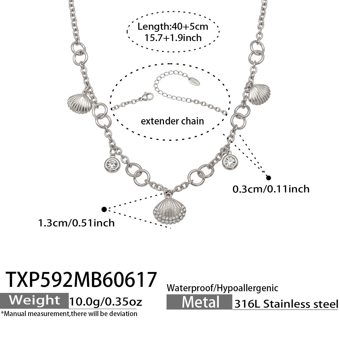 B廠【TXP592】海洋沙灘風小貝殼微鑲鋯石DIY吊墜項鍊手鍊首飾組不鏽鋼鍍18k金
26.06-4