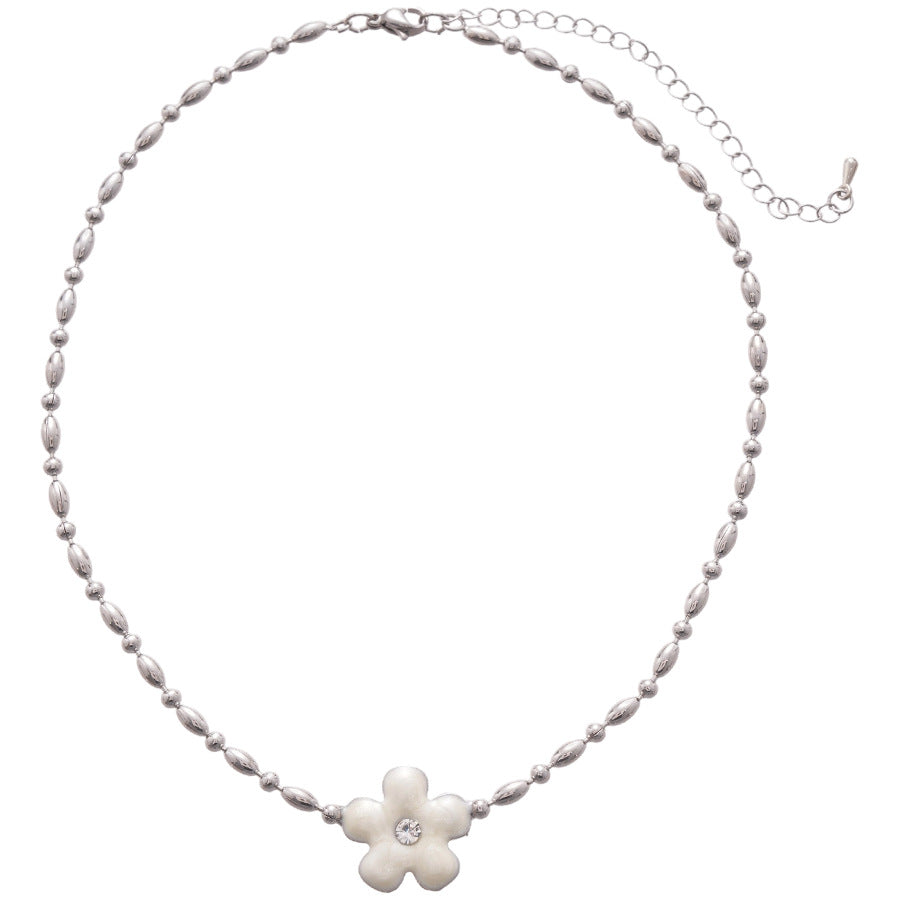 A廠【HN8907】鑲鑽滴油花朵吊墜項鍊2025小眾設計高級感輕奢鎖骨鏈百搭氣質頸鍊 25.05-5