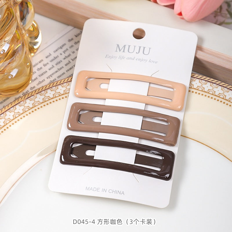 D廠【D045】大滴油髮夾超值3個卡裝BB夾髮卡簡約咖色髮飾條碼碎髮瀏海夾 24.11-2「D廠-單筆結帳需滿,NT$600出貨(不含運費)」